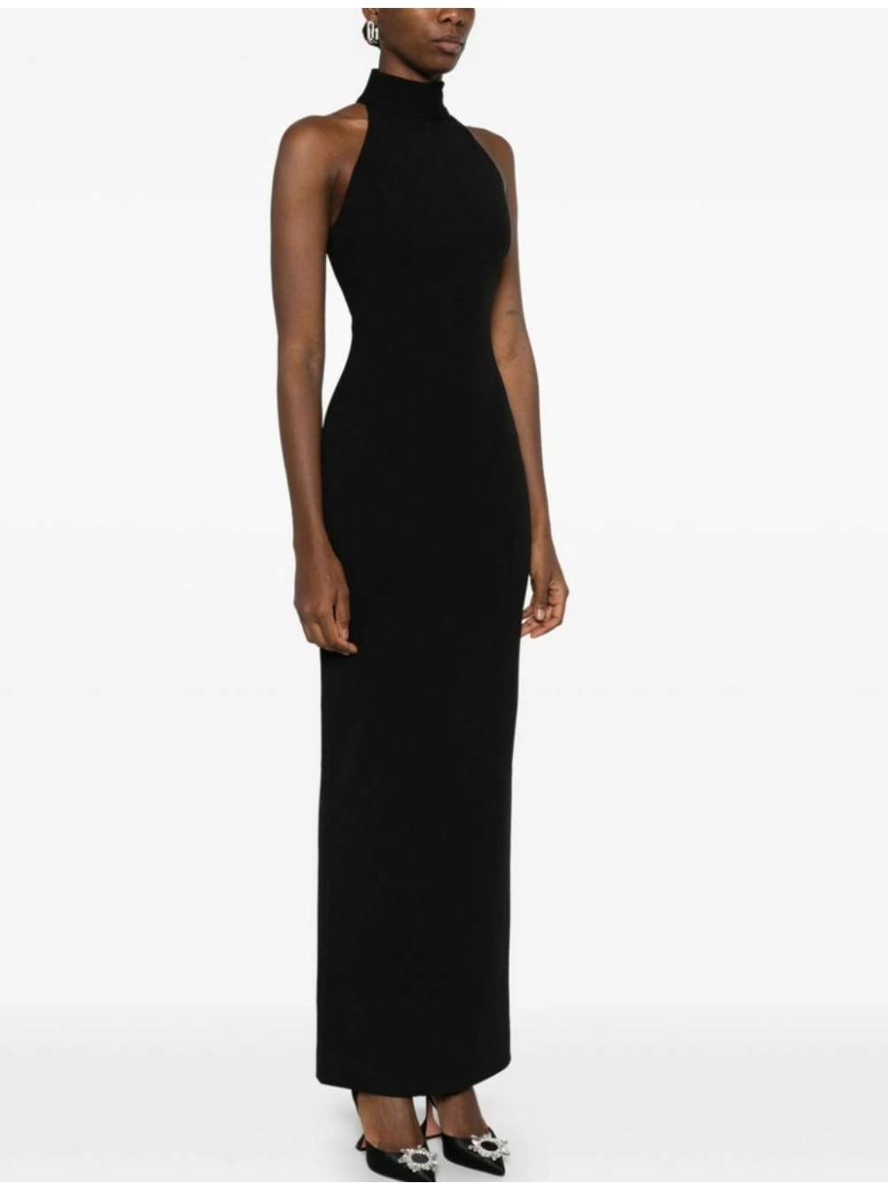 Solace London Halterneck Gown Black Long Maxi Dress Size 2